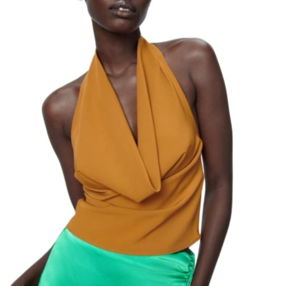 NWT Zara Cowl Neck Halter Top